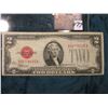 Image 1 : Series 1928 F $2 United States Note. Micro face No. A448, Micro back 329,  "Red Seal", Fine.