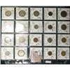 Image 1 : (20) World Coins in a Plastic Page, identified in 2" x 2"s. Includes Brazil, Bulgaria, Canada, Carib