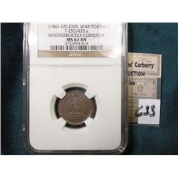 1861-65 CWT “Knickerbocker Currency” Attractive Tone NGC 62BN #3753994-014