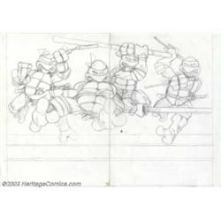 Kevin Eastman - Original Preliminary Art for Teenage Mutant Ninja Turtles #1, Double Page Spread...