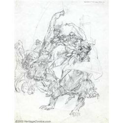 Neal Adams - Original Cover Art Preliminary for Tarzan and the Lion Man (Ballantine, 1975)....