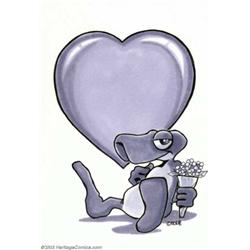 Mark Bode - Original Art Illustration,  Lizard Valentine  (undated)....