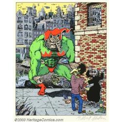 Gilbert Shelton - Signed Print, "Wonder Wart Hog", numbered 79 of 100 (Rip Off Press, undated). W...