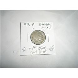 1915-D *EXTREMELY RARE KEY DATE* BUFFALO NICKEL RED BOOK VALUE $35.00+ *NICE EARLY VERY GOOD GRADE*!