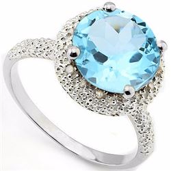 Natural Blue Topaz & Diamond Ring