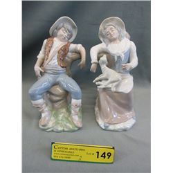 Pair of Tengra glazed porcelain figurines