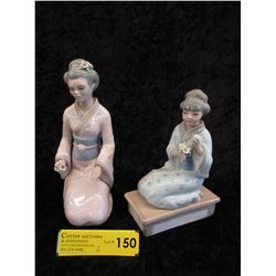 Pair of Tengra glazed porcelain figurines
