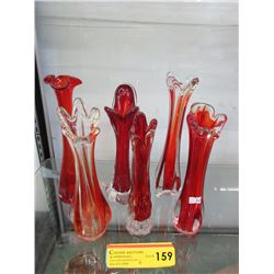 6 Vintage bud vases