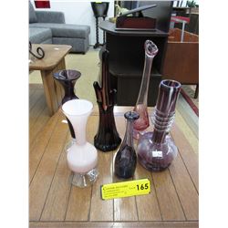 6 Vintage glass bud vases