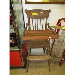 Antique oak high chair