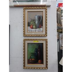 2 French oil on canvas fruit paintings