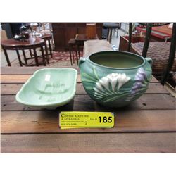 Vintage Roseville bowl & McCoy dish