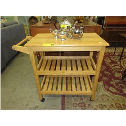 Pine kitchen cart on casters - used