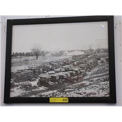 Framed photographic reprint of vintage cars
