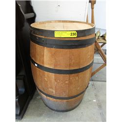 Metal bound wood barrel