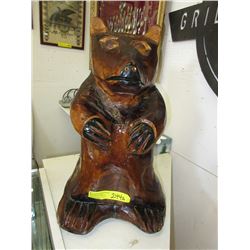 Carved wood bear statue