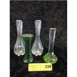 3 Vintage Sterling rimmed bud vases