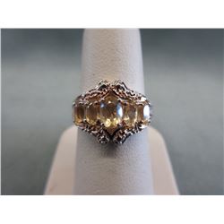 Citrine Ring set with 5 stones