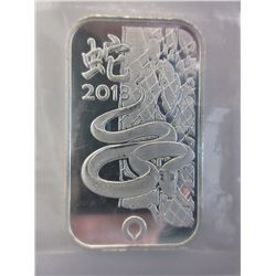 2013 Year of the Snake Silver Art Bar