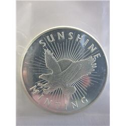 Eagle & Sunshine Motif Silver Art Round