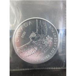 2015 Canadian Fine Silver Coin "Horned Owl"