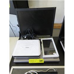 Toshiba laptop, DVD player & tablet - used