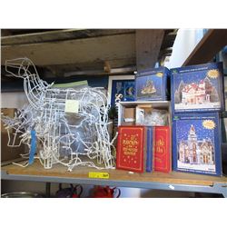 Shelf lot of Christmas ornaments