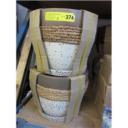 2 Sets of ceramic plant pots with trays