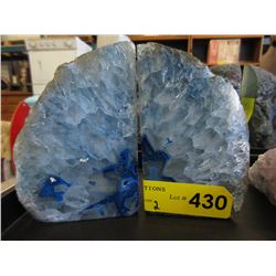 Pair of Blue Brazilian Agate bookends - 1.25 kg