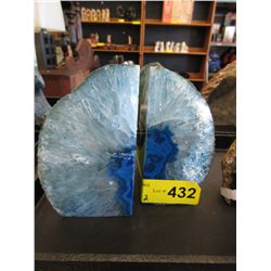 Pair of Blue Brazilian agate bookends - 2 kg.