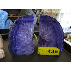 Pair of  Purple Agate/Crystal bookends - tinted