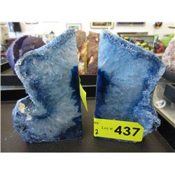 Pair of Blue Brazilian Agate bookends - 1.5 kg.