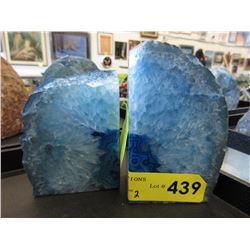 Pair of Blue Brazilian Agate bookends - 1.25 kg.