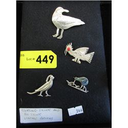 Vintage - 4 Silver Brooches