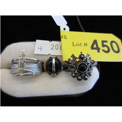 3 Estate Sterling Silver rings