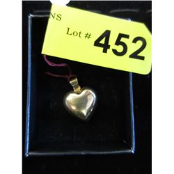 Vintage - 18 KT Yellow Gold Puffy Heart Pendant