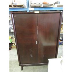 TV cabinet with interior shelving
