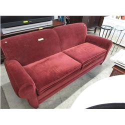 Maroon velvet 2 seat sofa - used