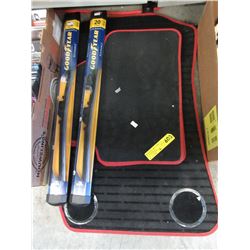 New windshield wiper blades & 2 used car mats
