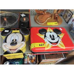 2 Mickey Mouse latching tin boxes