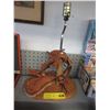 Image 1 : Wood & leather saddle lamp