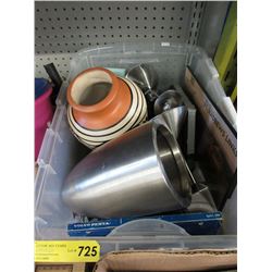 Tote of assorted household items