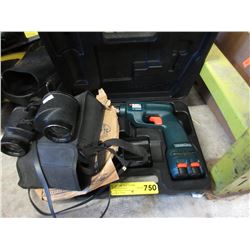 Cordless drill & 2 pairs of binoculars - used