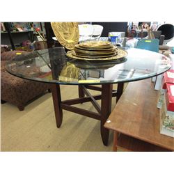 Modern glass topped dining table - used
