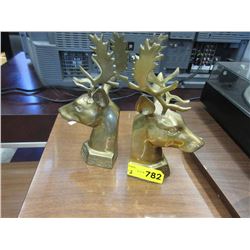 Pair of brass Reindeer bookends - used