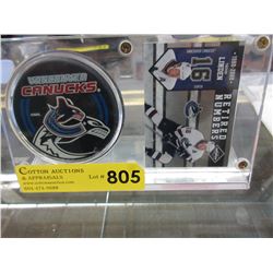 Vancouver Canucks Trevor Linden Puck & Card