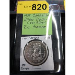 1958 Canadian Silver Dollar Coin