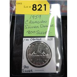 1959 Canadian Silver Dollar Coin