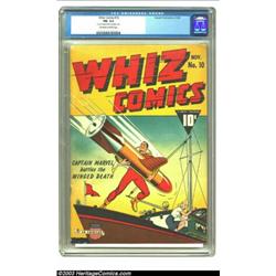 Whiz Comics #10 (Fawcett, 1940) CGC FN- 5.5 Off-white to white pages....