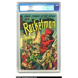 Rocketman #1 (Farrell, 1952) CGC VF+ 8.5 Off-white pages. Blink once, and you might miss this tit...